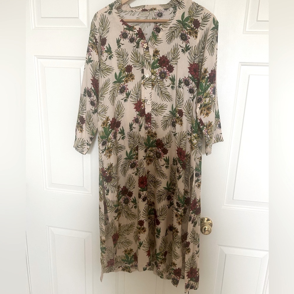 NWT Linen Printed Three Piece Floral Matching Suit size L